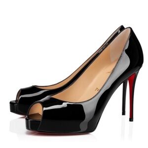 Christian Louboutin New Very Prive 100mm black patent heels RETAIL 1,045
